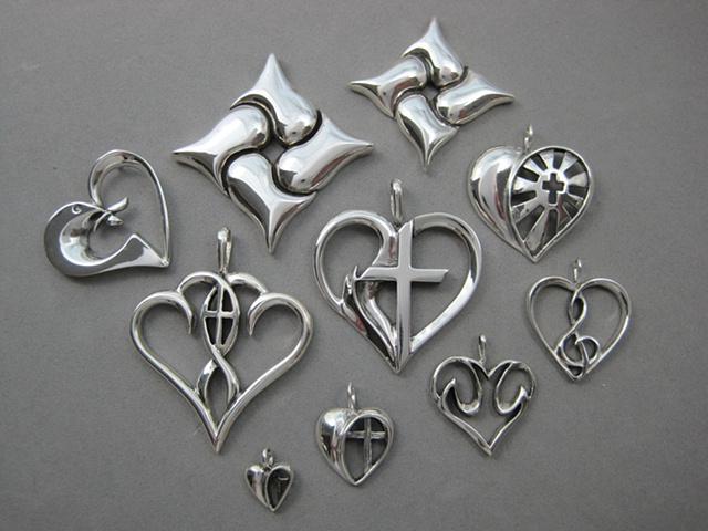 sterling silver heart jewelry with religious theme ©Nancy Denmark