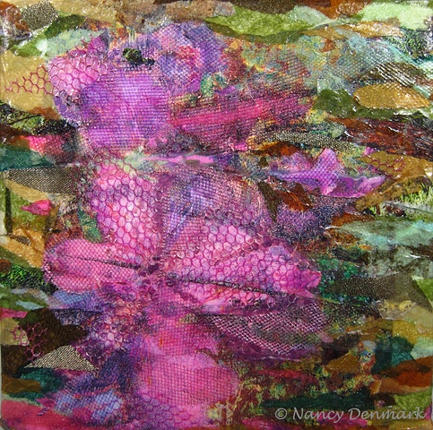 Azalea Trail collage on canvas by Nancy Denmark