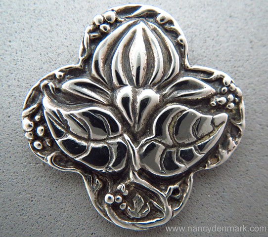 sterling silver quatrefoil cross pendant with lotus ©Nancy Denmark