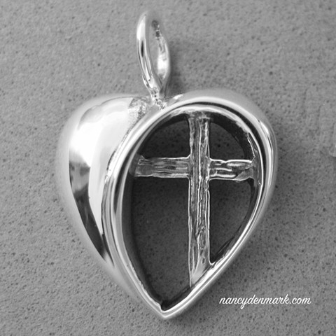 Heart with Cross sterling pendant ©NancyDenmark