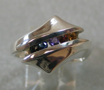 STERLING RING WITH RAINBOW OF STONES