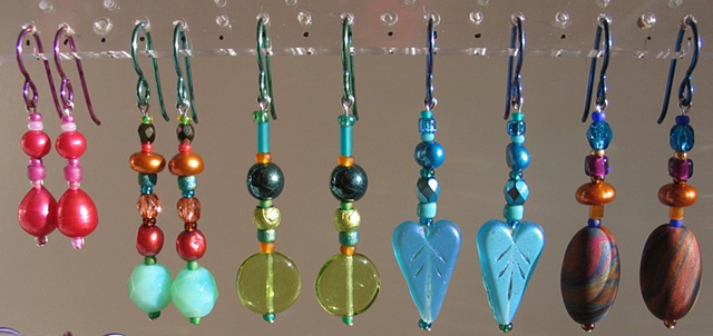 colorful beaded earrings by Nancy Denmark