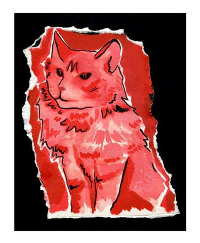 Commissioned pet portrait. Watercolor and gouache on paper, by Katlynne Hummell Underhill. cat portrait. Cat painting