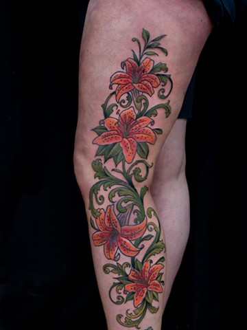 Lilies by Stefan Johnsson, Morningstar Tattoo, Belmont, Bay Area, California