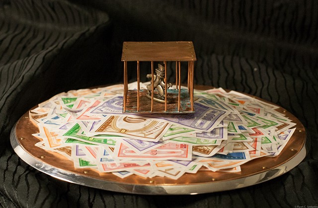 Copper Monopoly sculpture by Ryan C Sedgeley.