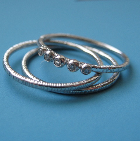 Cog 18k Gold and Diamond Engagement or Wedding Ring Set 