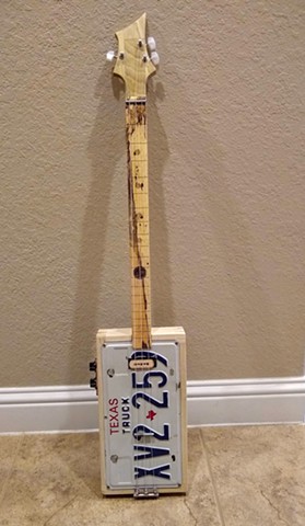 Three String License Plate Resonator Slide Guitar