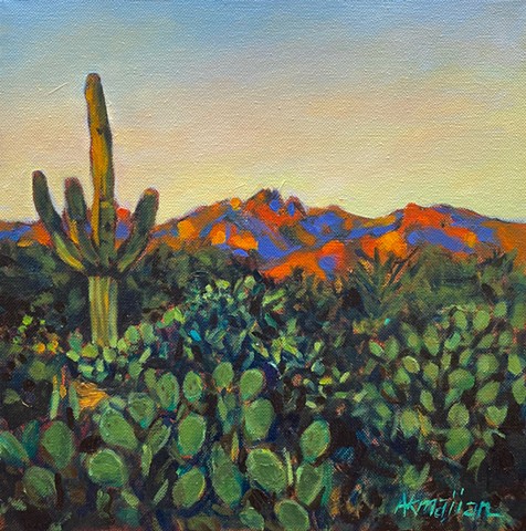Sunset, Catalinas, Paul Akmajian, oil on canvas 2020