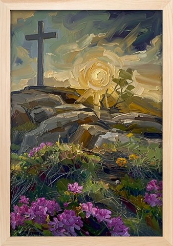 Cross on countryside Hill