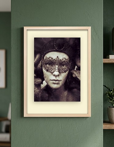 Obsidian Masque (contrast of dark volcanic glass, and the ornate sculptured lace of a masquerade mask)