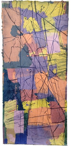 untitled #281, intaglio and chine collé on handmade paper, 46 X 21"