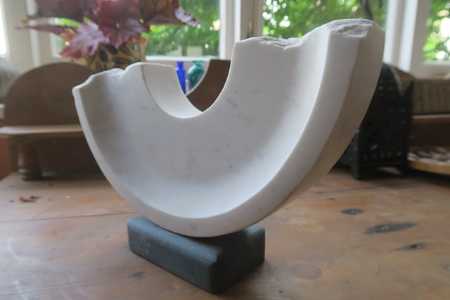 Semi-circular Fragment. Marble/slate base. 20cm long