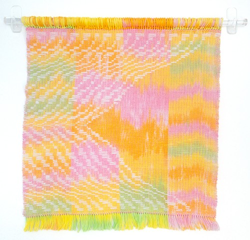 untitled (painted yarn: lemon, lime, bubblegum, marigold; bubblegum weft)