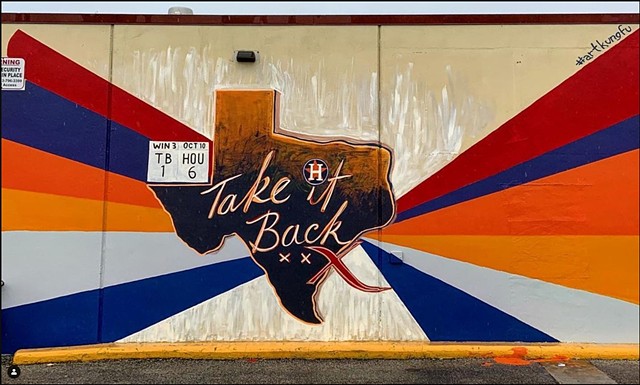 Houston Astros baseball and fans took to the MUROS organized mural in North Houston. Texas.