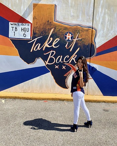 MUROS and ASTROS BASEBALL use art to reach fans. North Houston murals are few and far between, Angel Quesada painted this mural near a dense population.