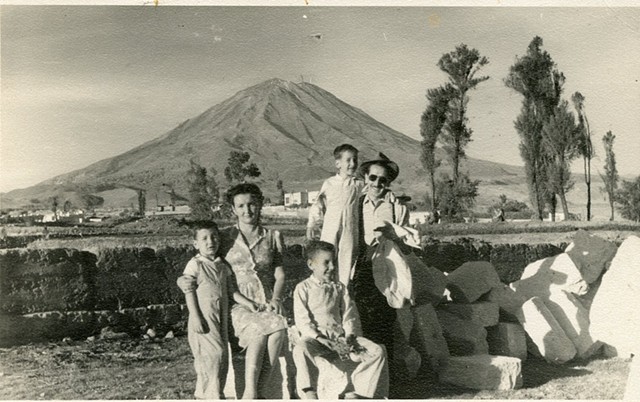 Family, near Arequipa, Peru, Fernando La Rosa far left, circa 1946
