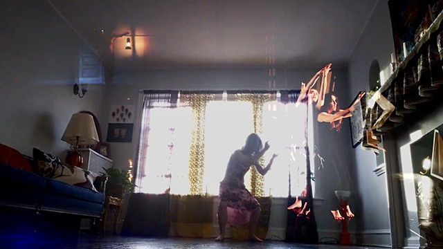 Living room and Triple Goddess with Black Cube