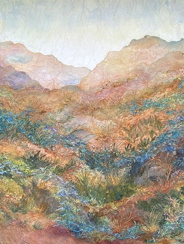 Fine Art mixed media warm, wild natural canyon landscape