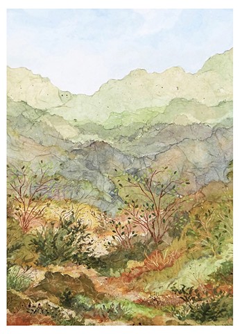 Green hillsides with many plants 5x7 Greeting Card w/envelope by Victoria Alexander Marquez