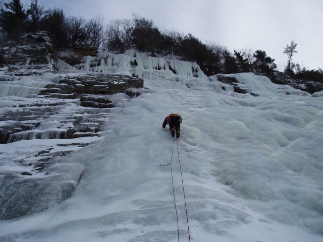 Mike Fitzgerald leading the first pitch of some random ice flow in vermont