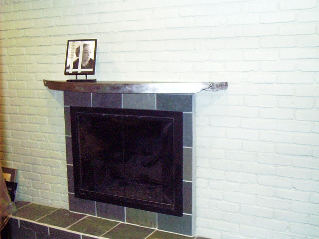 fireplace mantle/ Brushed Steel, St. Louis, MO.