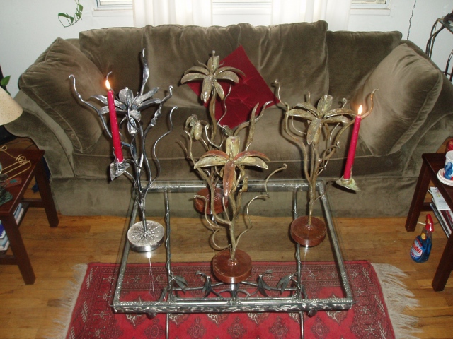 Breathing Metal candlesticks and sculpture
