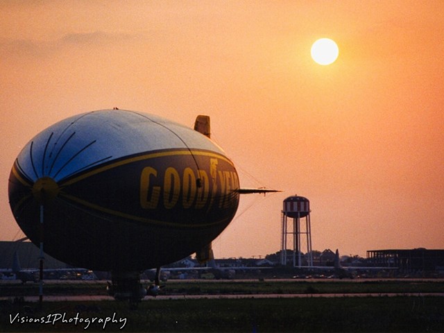 Goodyear Blimp at Sunset Glenview Naval Air Base Glenview Il.