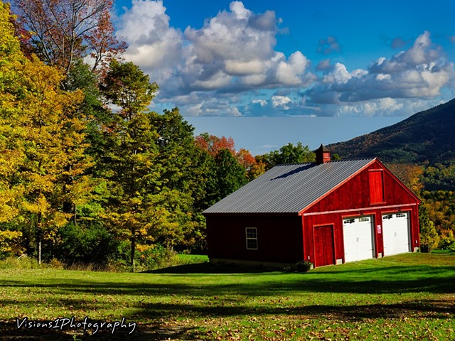Red Barn and Fall Trees Vt.