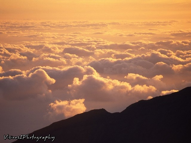 Clouds Below Ridge Haleakala National Park Hi.