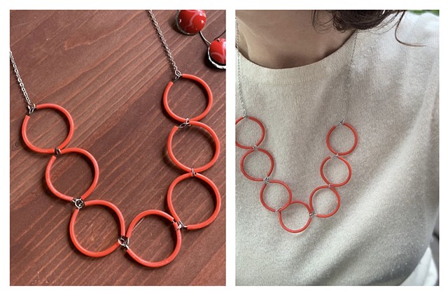Electric Red Circles Necklace SOLD