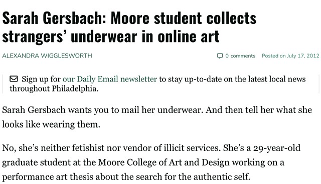"Moore student collects strangers' underwear in online art"