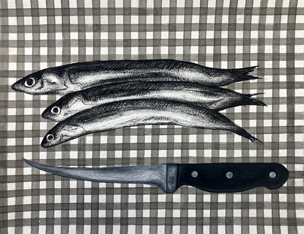 Three Anchovies with Knife