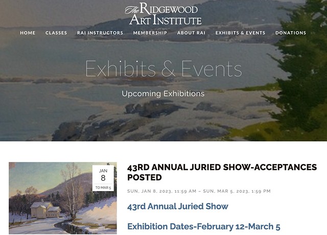 43rd Annual Open Juried Show, Ridgewood Art Institute, NJ