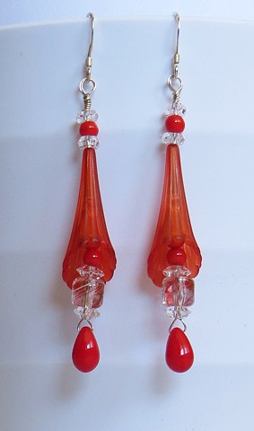 Red Trumpet Earrings