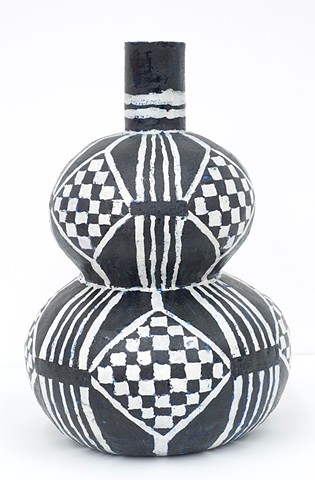 Double Round Hyoutan Bottle with Checker Pattern