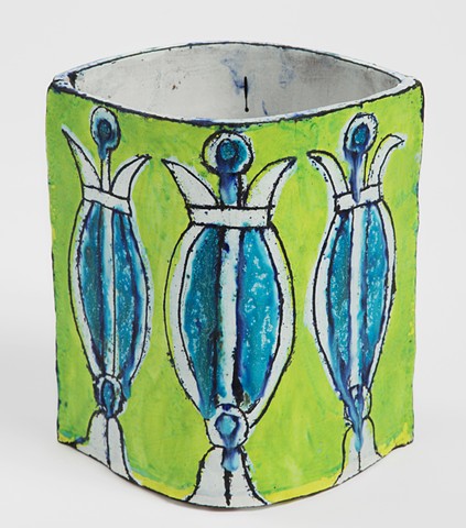 Lime and Turquoise Eye-Shaped Planter