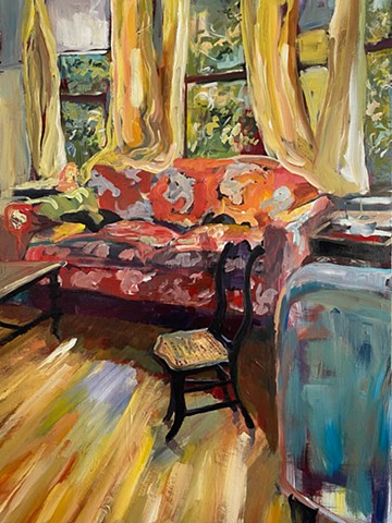 Red Couch/Yellow Curtains