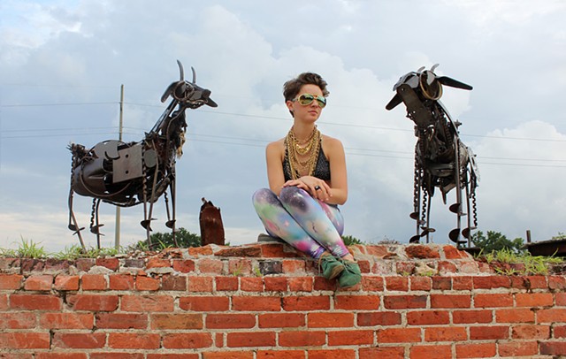Scrap metal goat sculpture by Jonathan Bowling 