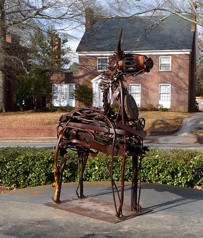 metal donkey sculpture