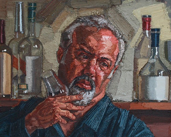 Self-Portrait Finishing a Whiskey