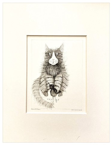 Melvin and Merle, Ink Pointillism on illustration board, by EC, Emily Cammarata.