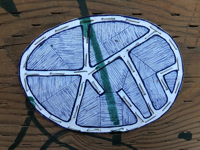 Quarantine Walk Drawing #15, Ink on paper