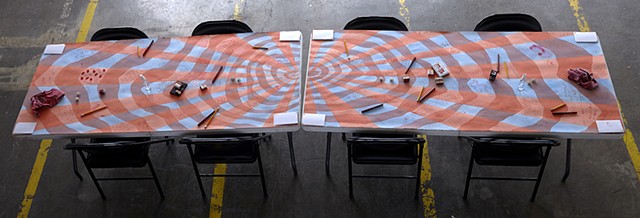Installation view of Board Game Drawing #1, Elastic Wall Projects, San Francisco, CA
