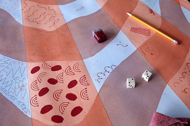 Installation view of Board Game Drawing #1, Elastic Wall Projects, San Francisco, CA