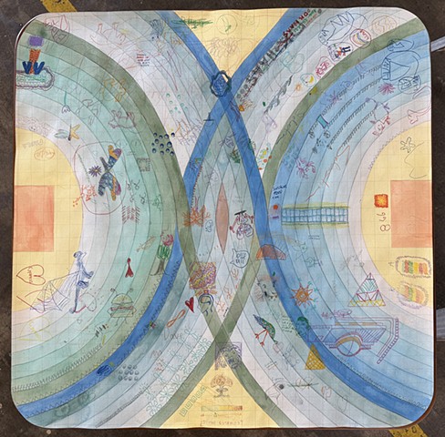 Installation view of Drawing Game #1 at 1890 Bryant Street Studios, San Francisco, CA