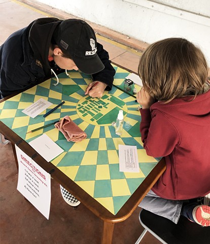 Installation view of Board Game Drawing #2, Cubberley Community Center, Palo Alto, CA