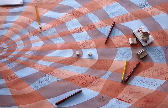 Installation view of Board Game Drawing #1, Elastic Wall Projects, San Francisco, CA