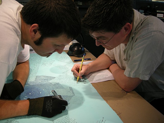 Performance view of Pen-do-Chronology #3, Flax Art store, San Francisco, CA