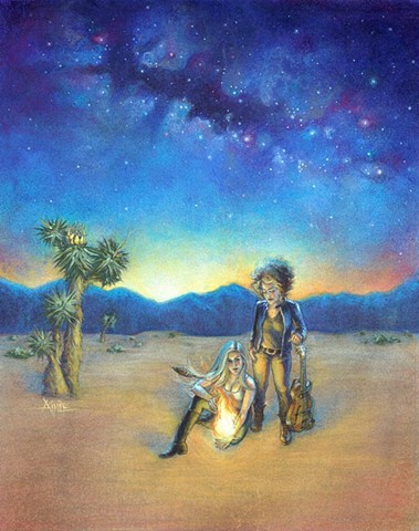 Aimee kuester fire mohave desert album cover ethers witchy witch white magic magick tarot joshua tree cactus succulent  galaxy milky way