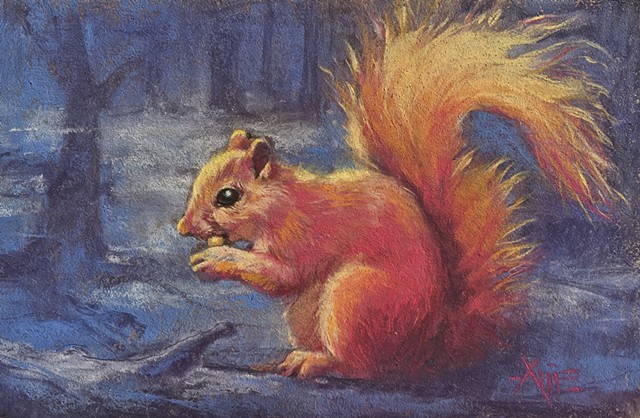 squirrel aimee kuester pastel charcoal for sale drawing chipmunk forest cute wildlife 